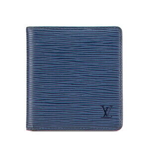 Louis Vuitton Epi Porte Bie Bifold Wallet Myrtille Blue Leather